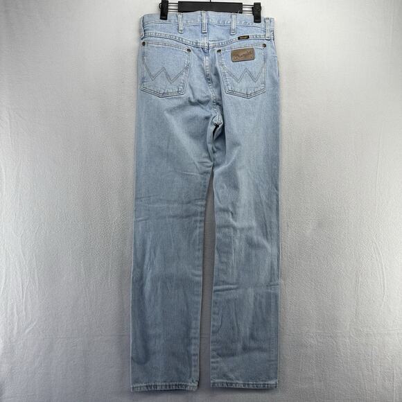 Vintage Wrangler Fits 30x33 Blue Light Wash Cowboy Rancher Straight Western Y2K - Picture 9 of 13